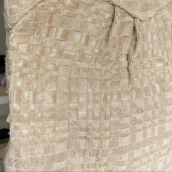 Lauren Merkin Metallic Gold Tan Woven Tote Shoulder Bag - Picture 6 of 13